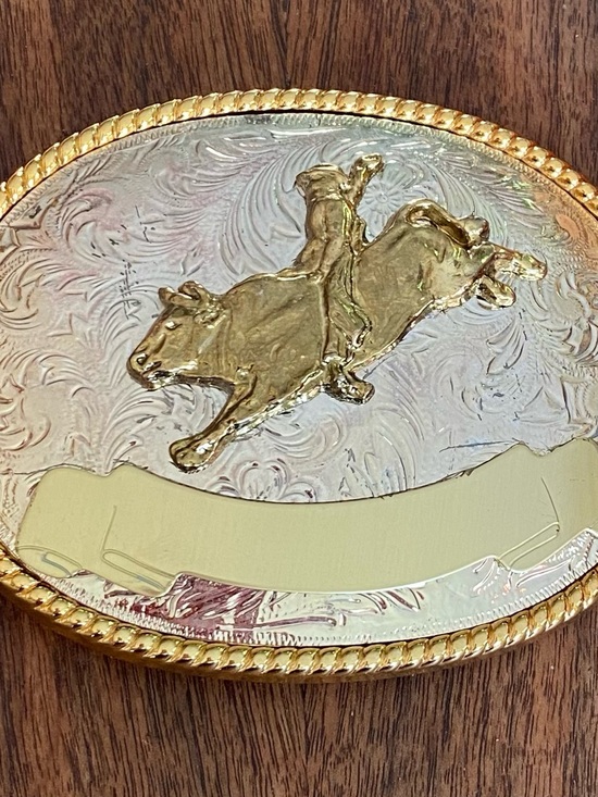 Other - Heavy Gold and Silver Rodeo Bull Decorative Belt Buckle 5” across like New